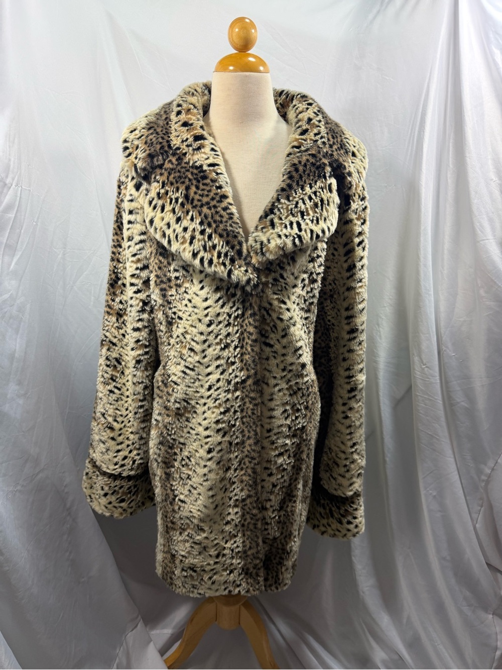 Pamela McCoy Faux Fur Leopard-Print Teddy Jacket - Beige & Brown